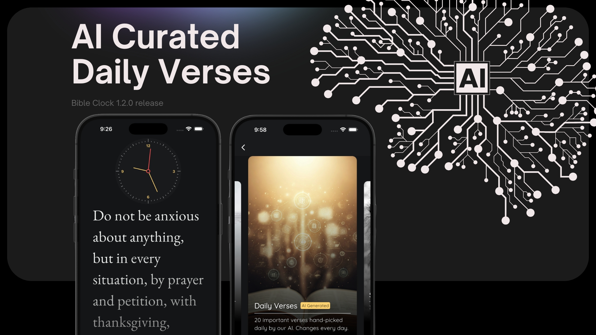 Bible Clock 1.2.0: Now with AI-Curated Daily Verses