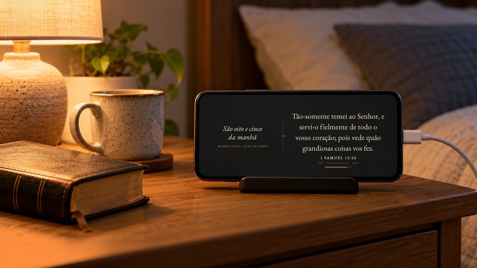 Bible Clock 3.2.4: a Palavra na tela enquanto o celular carrega