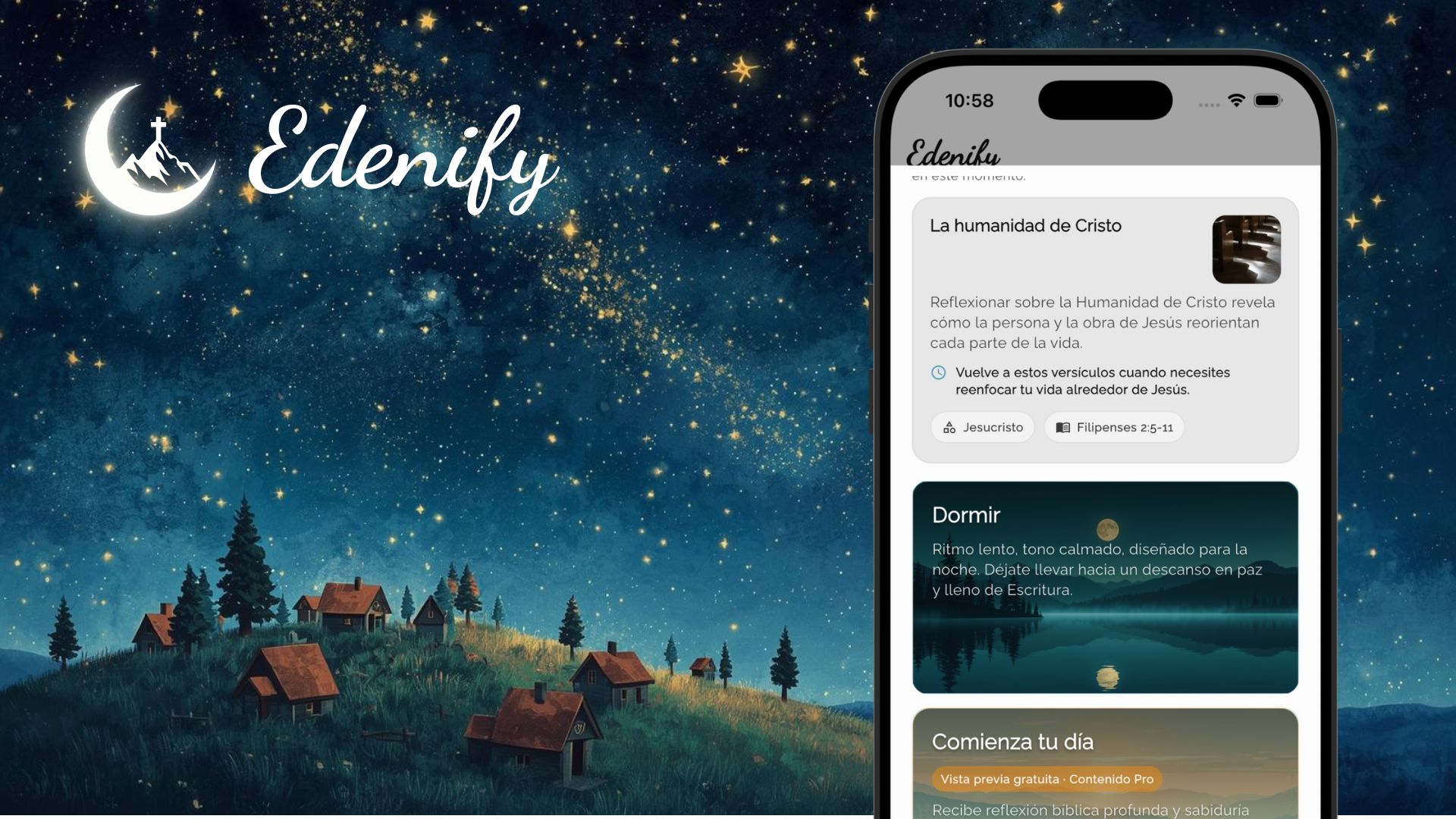 Edenify Is Now Available in Spanish (v1.0.0) - Bible Sleep Meditation for Real Peace