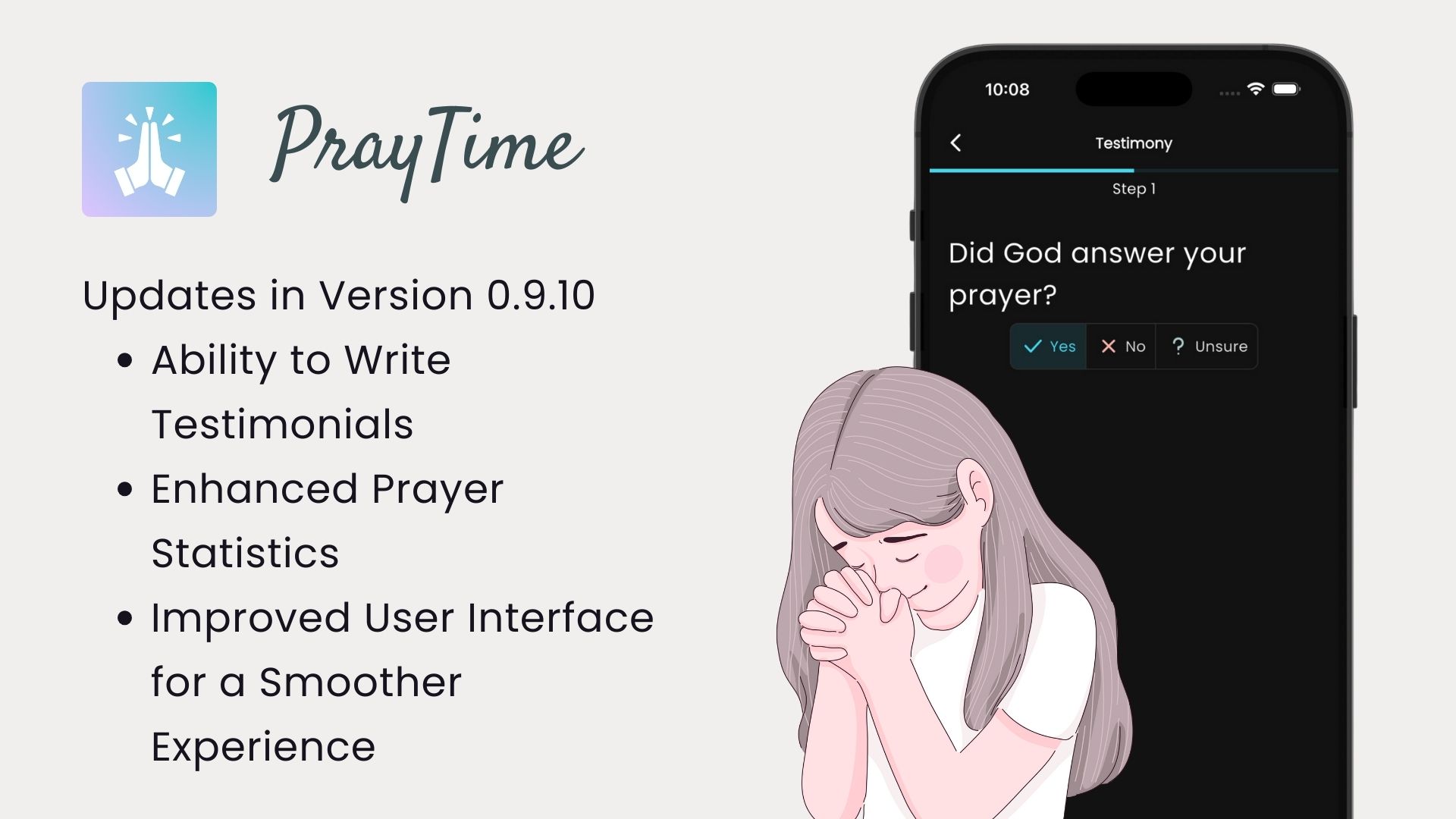 PrayTime 0.9.10: Enhanced Prayer Tracking & Testimonies