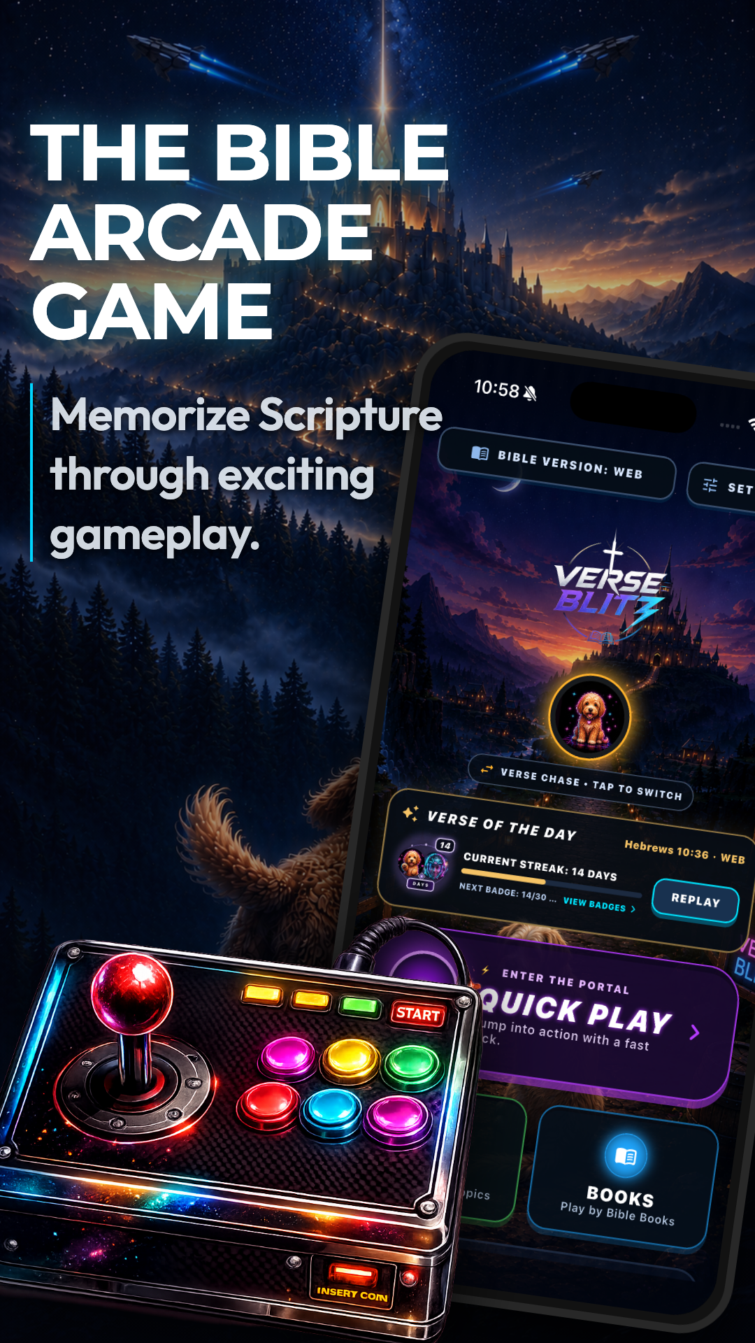 Verse Blitz gameplay screenshot showing a live verse round