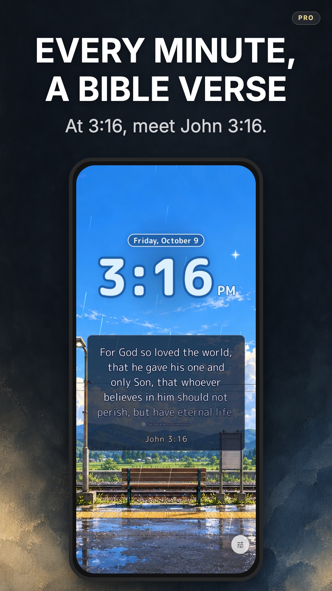 Bible Clock in The Quiet Station at 3:16 with John 3:16