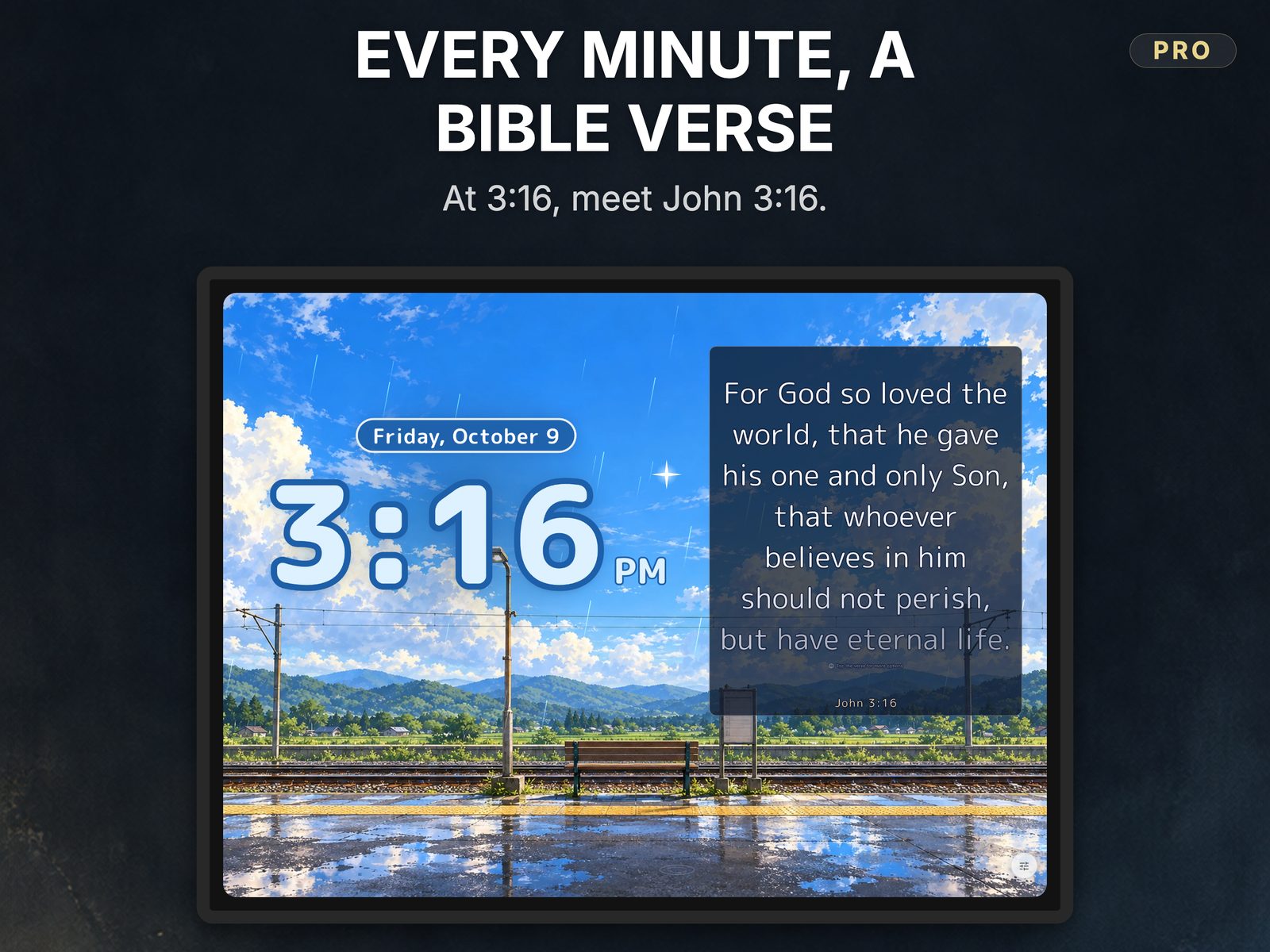 Bible Clock in The Quiet Station at 3:16 with John 3:16