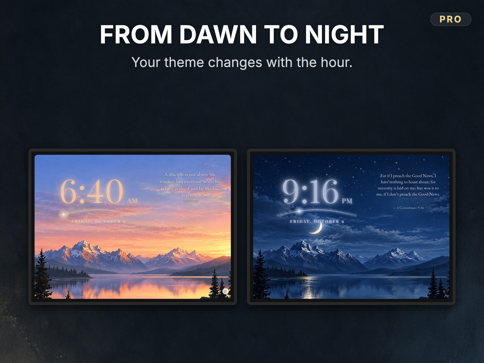 The Heavens Declare theme from dawn to night
