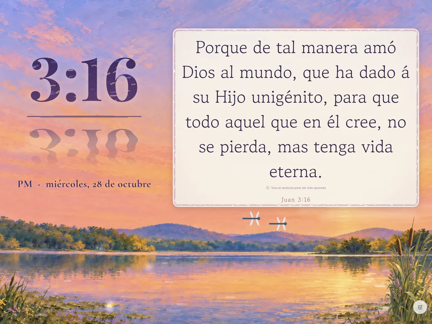 Tema Junto a aguas tranquilas en Bible Clock